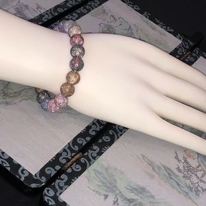 Multicolor Crackle Bead Stretch Bracelet